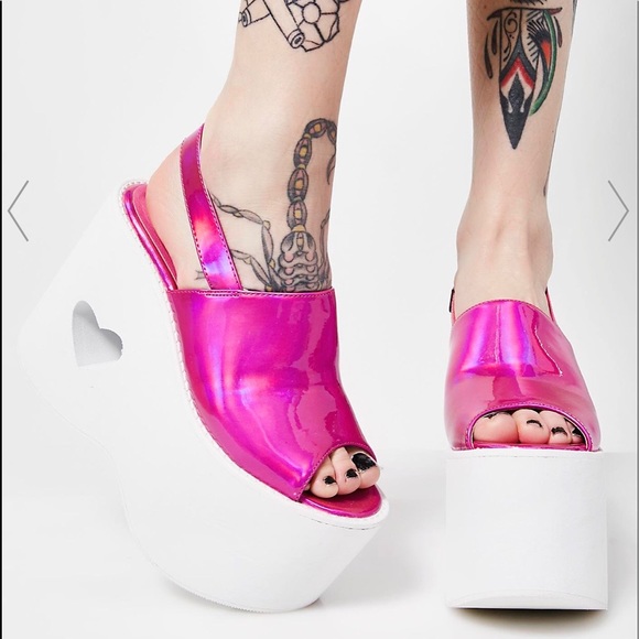 Dolls Kill Shoes - Sweet lover heart cut platforms.